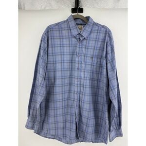 Cinch Mens Blue Plaid Long Sleeve Button Down Western Shirt Large